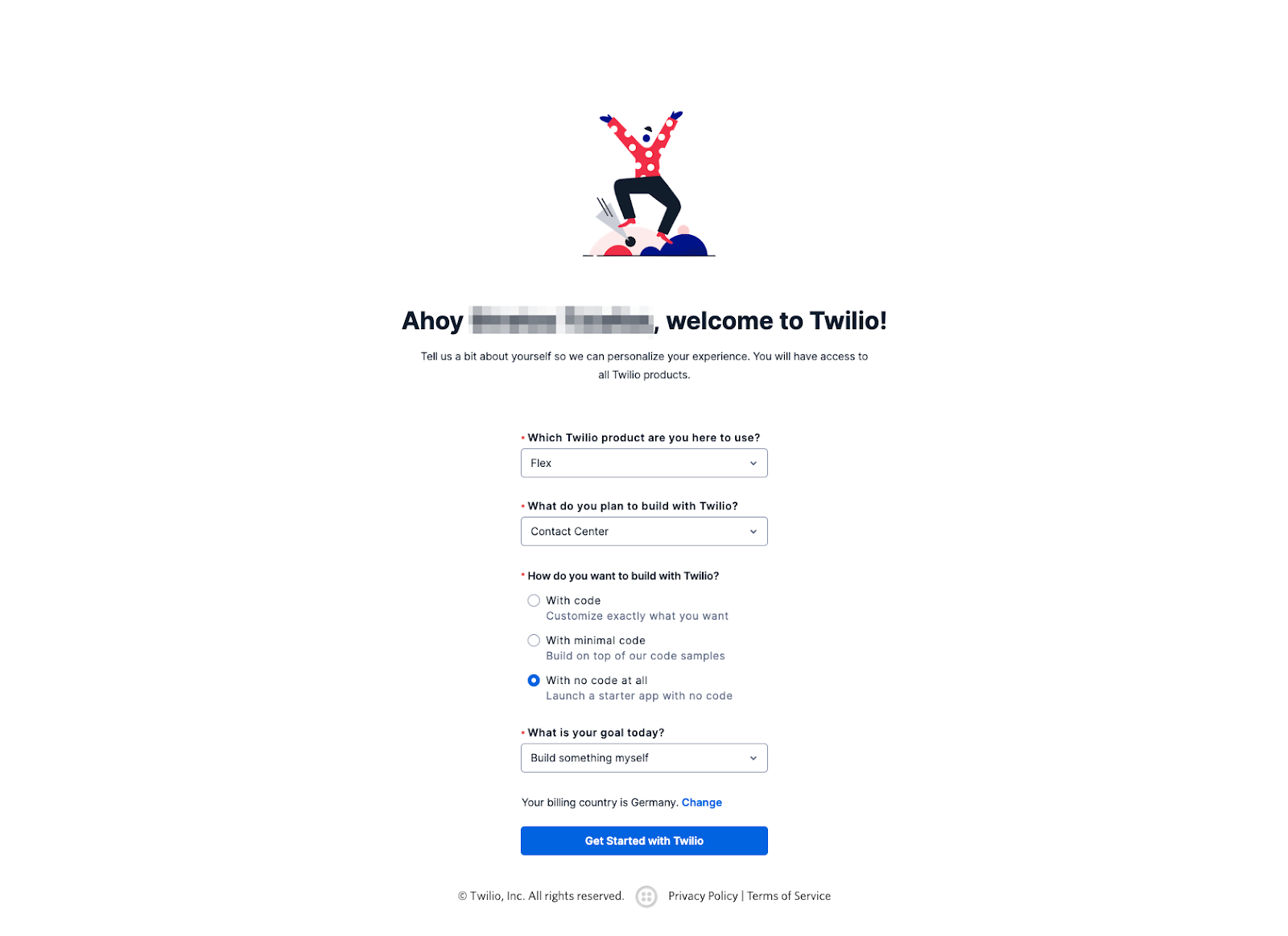 Screenshot signup with Twilio