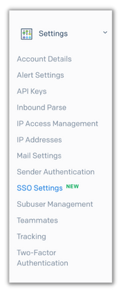 Settings panel in SendGrid dashboard