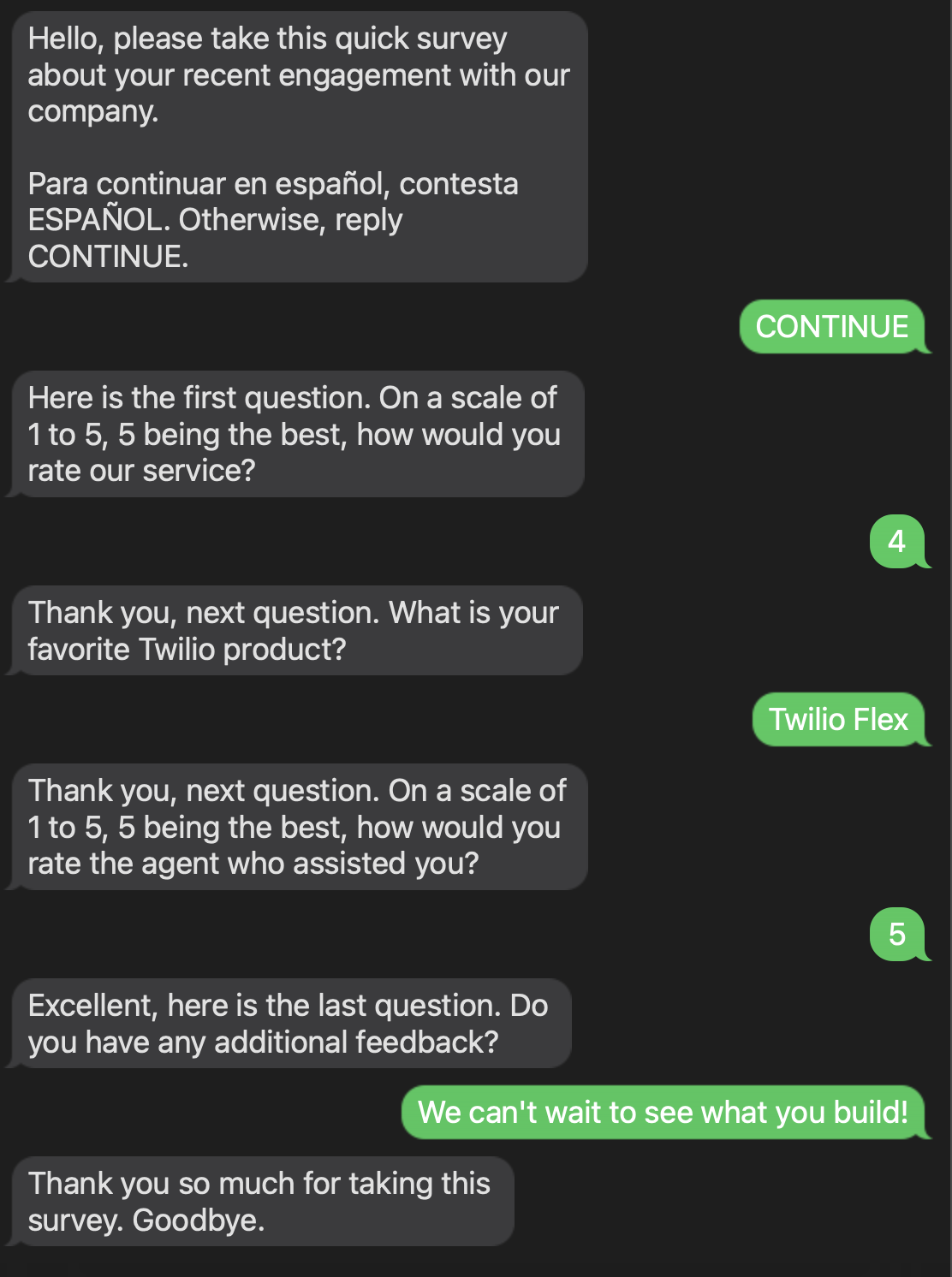 Sample serverless SMS survey responses with AWS and Twilio