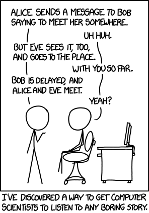 This is an XKCD cartoon. Changing the names would be easier, but if you&#x27;re not comfortable lying, try only making friends with people named Alice, Bob, Carol, etc.