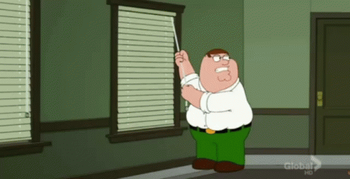 Peter Griffin fights with blinds