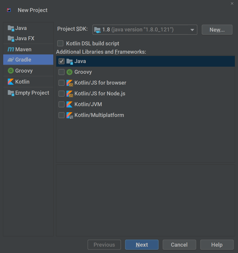 New project creation wizard in Intellij IDEA