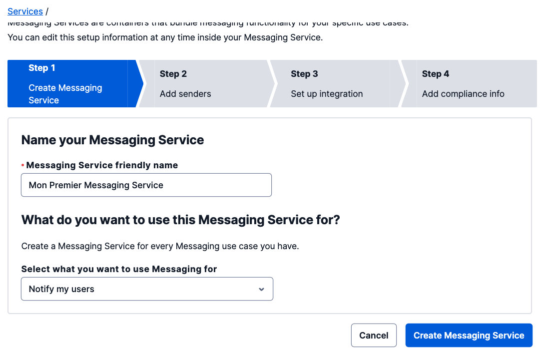 Messaging Service Step 1