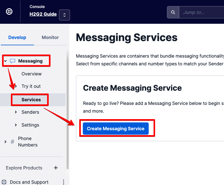 Create Messaging Service