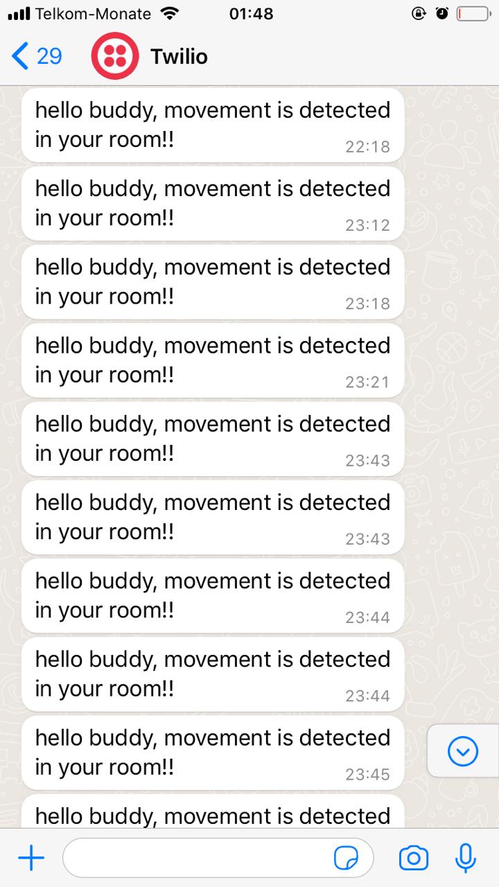 Motion detection text messages in WhatsApp