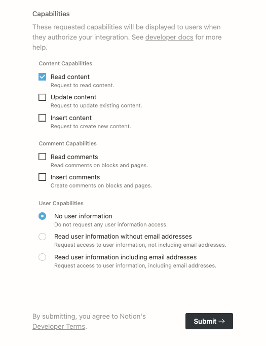 Setting Notion Integration Permissions