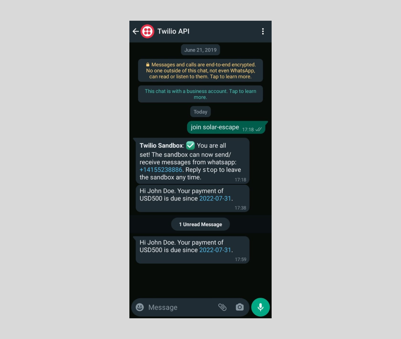 WhatsApp message sent from GitHub Actions workflow
