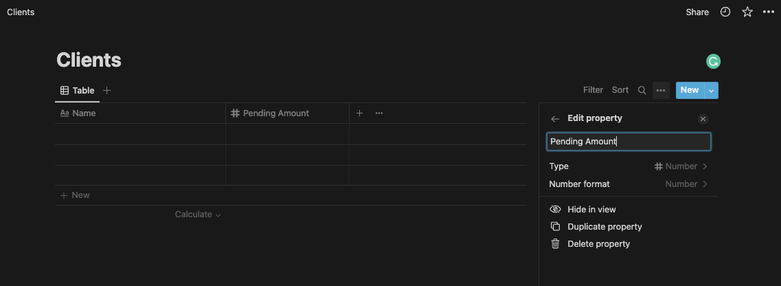 Add Pending Amount field