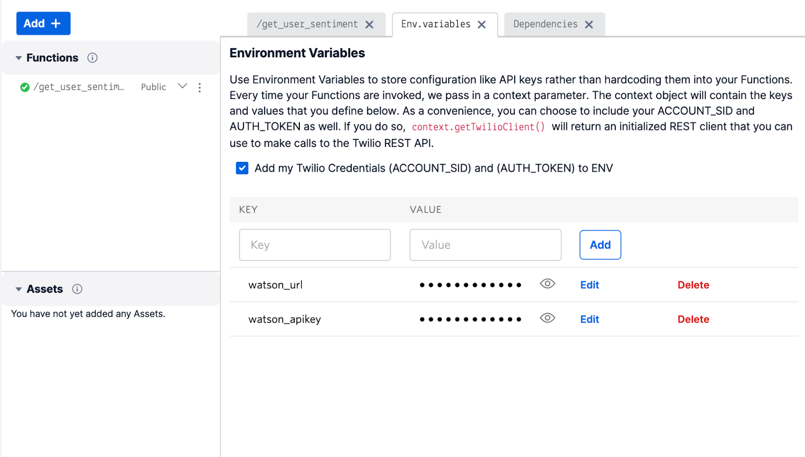 Add environment variables in Segment