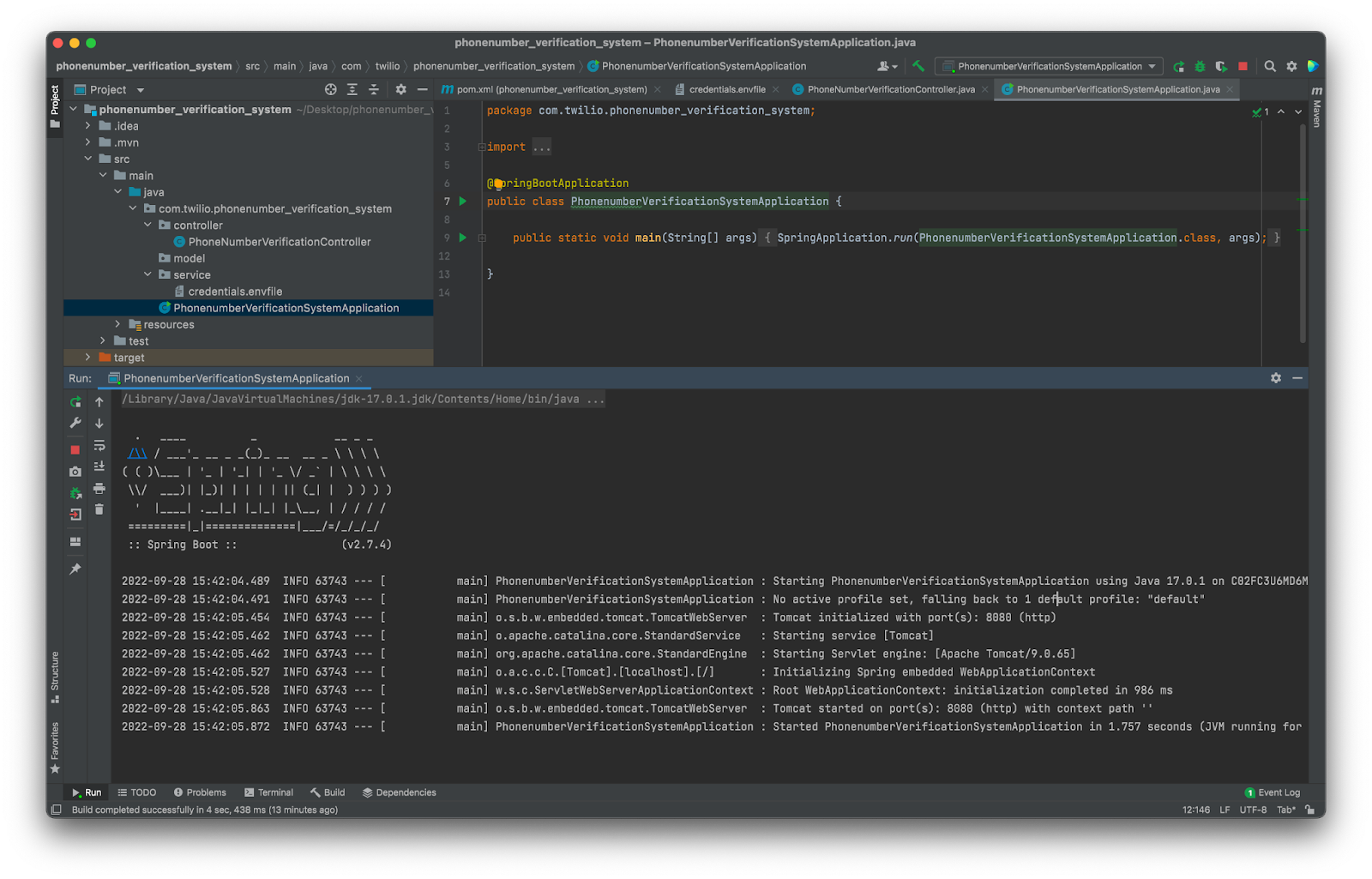 screenshot of the console for the executed application