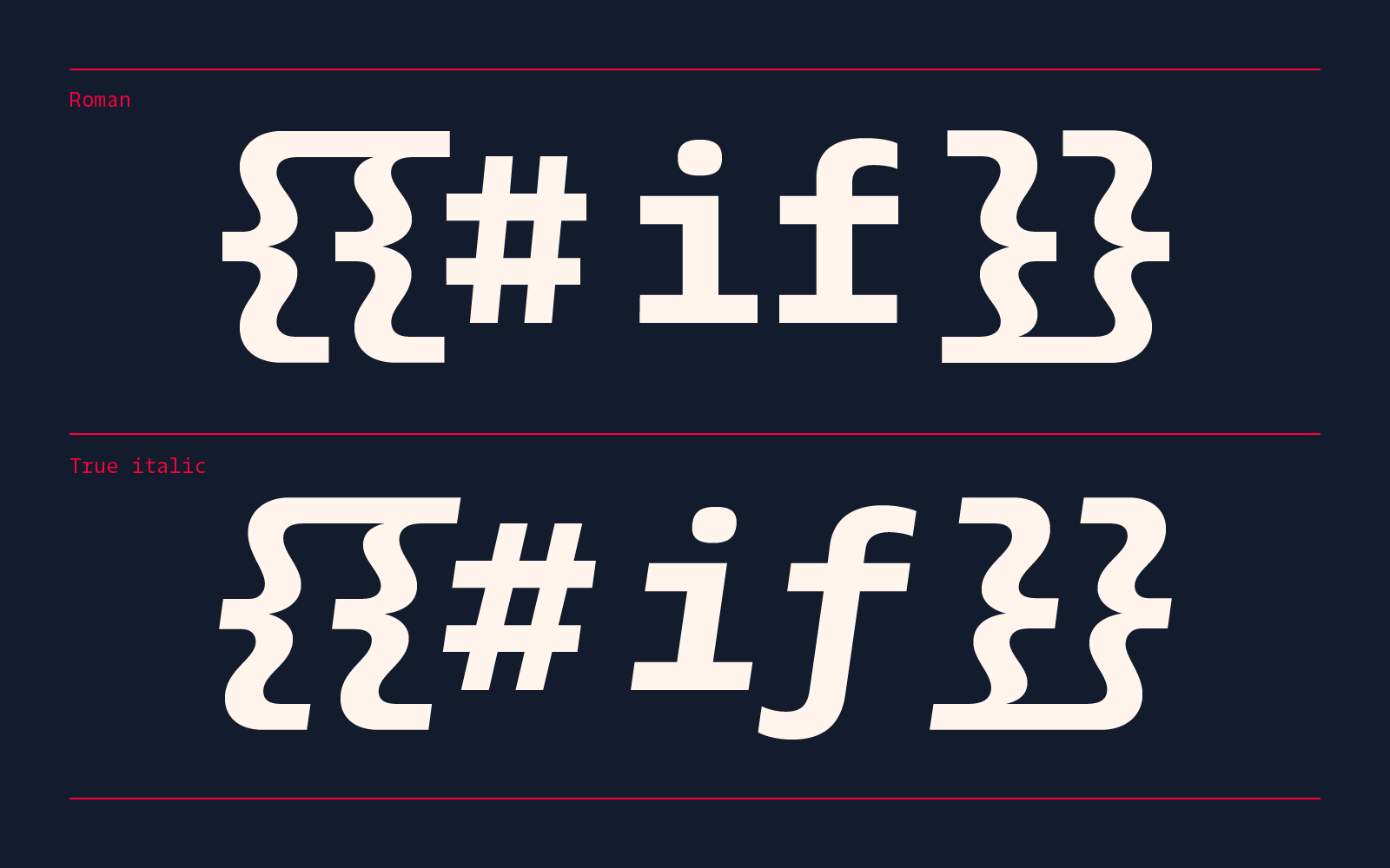 Carefully designed italics for Twilio Sans Mono