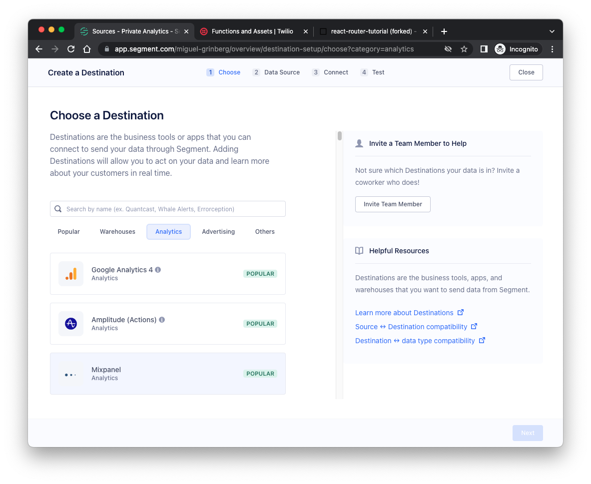 Add a Segment destination