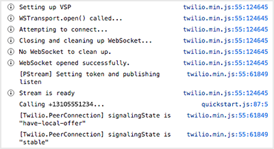 Web console logging for the Twilio Programmable Voice SDK