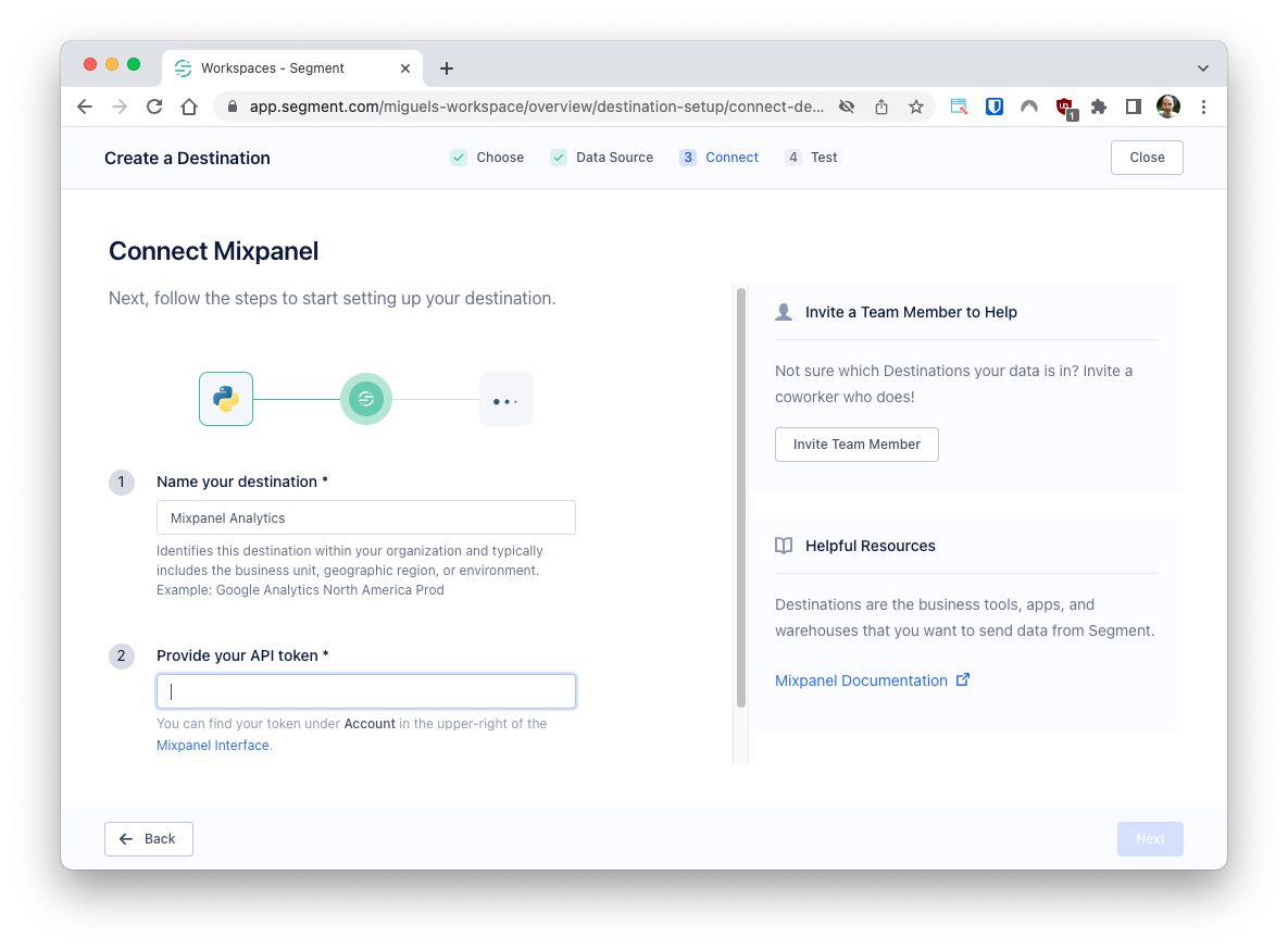 Configure Mixpanel destination