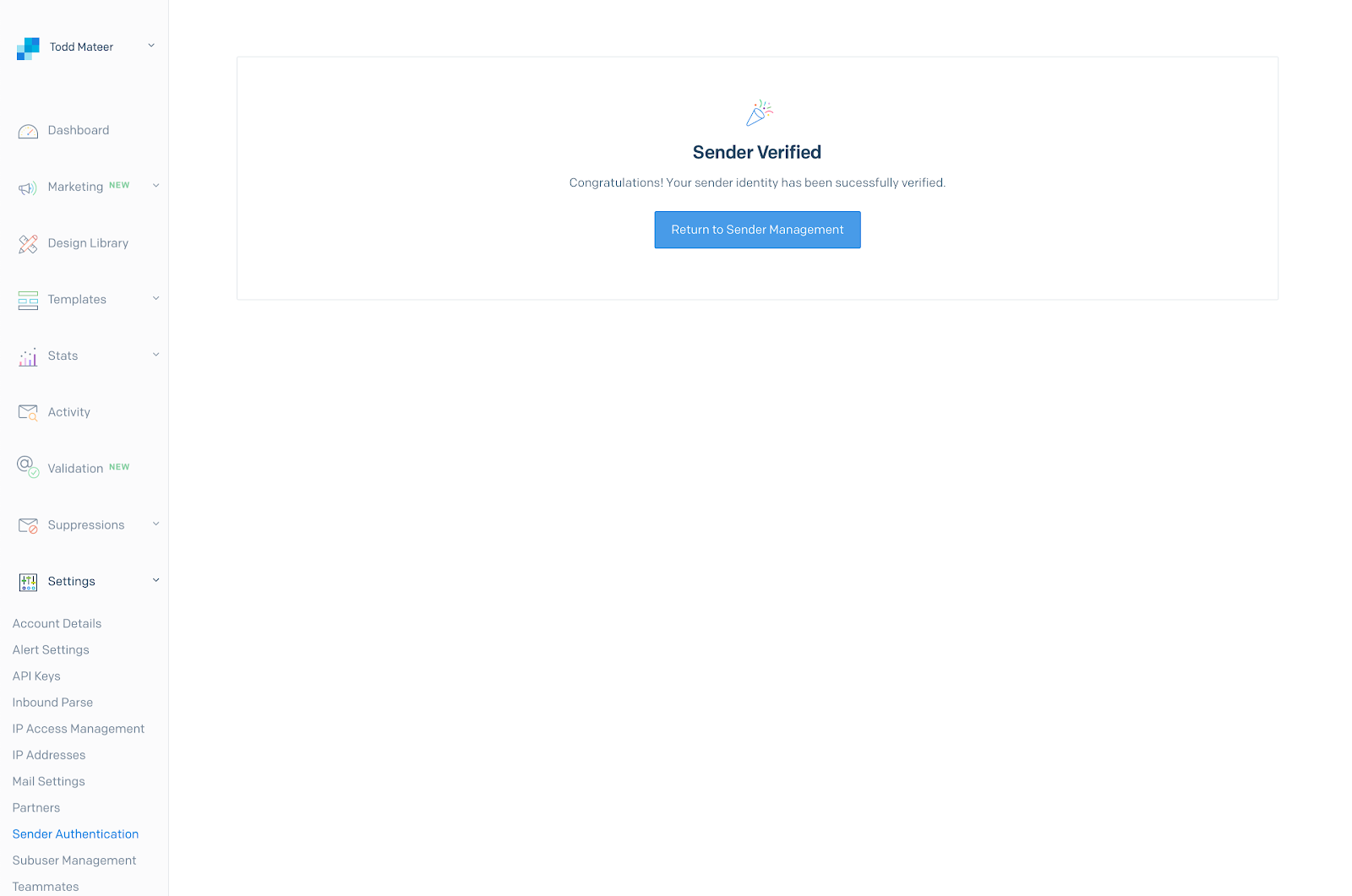 Sender Verified
