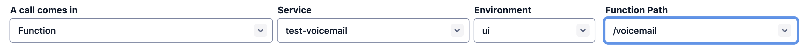 Trestle Reverse Phone - Phone Number Configuration Page - Select the Twilio Function, Environment, and Path for "A Call Comes In"