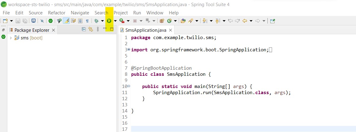 smsapplication on the java ide