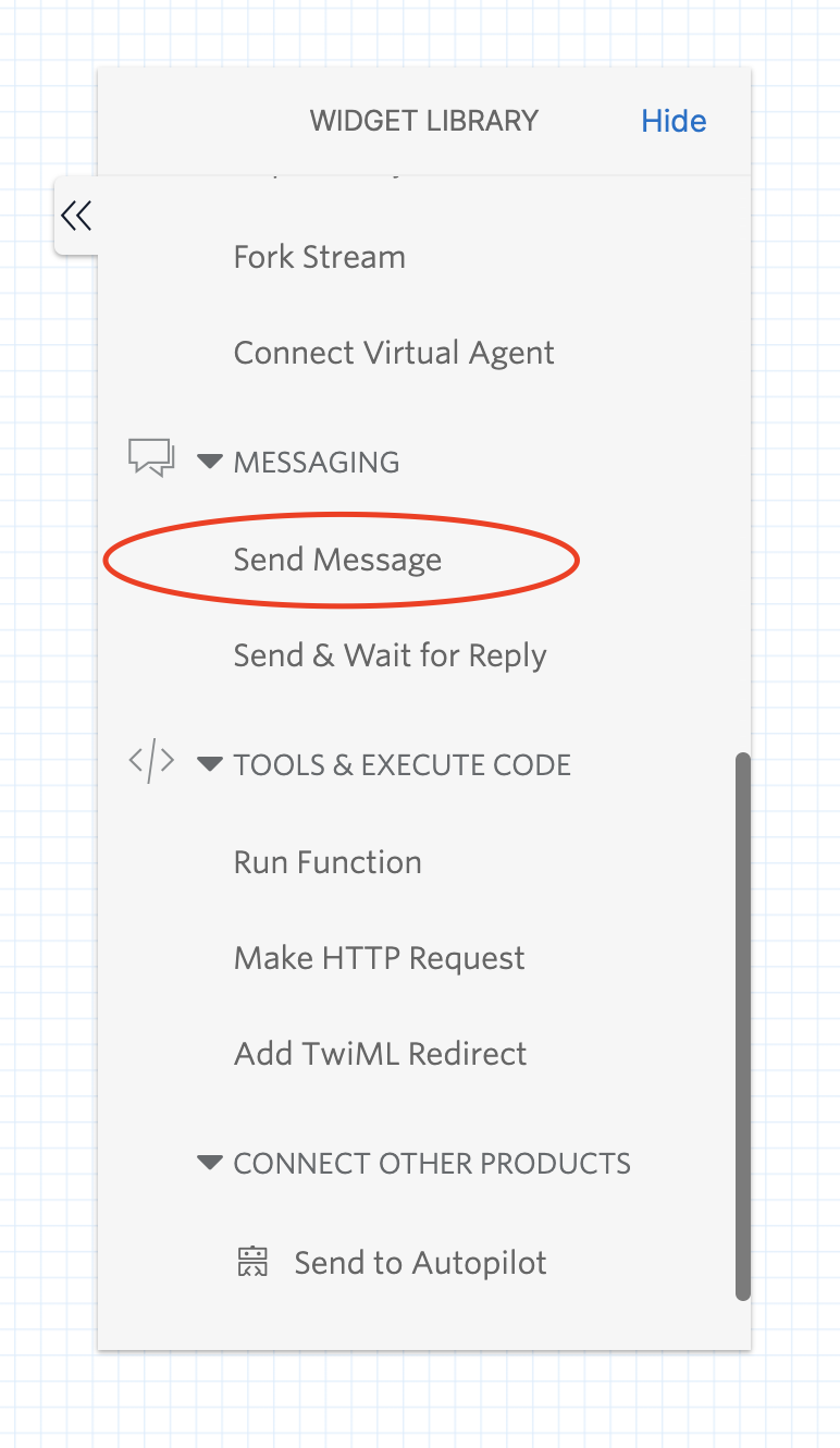 Send message widget selection