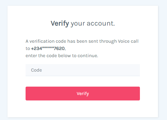 Verify your account form.
