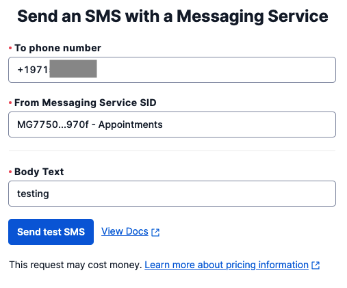 Send test SMS