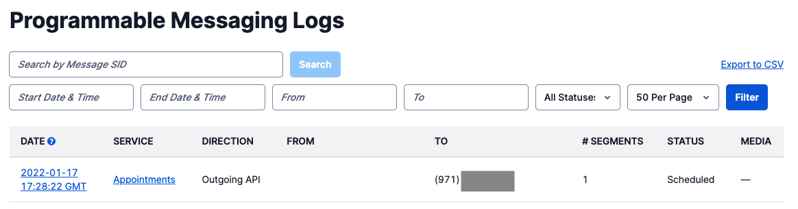 Programmable Messaging Logs before delivery