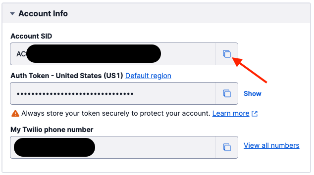 Twilio Console Account SID
