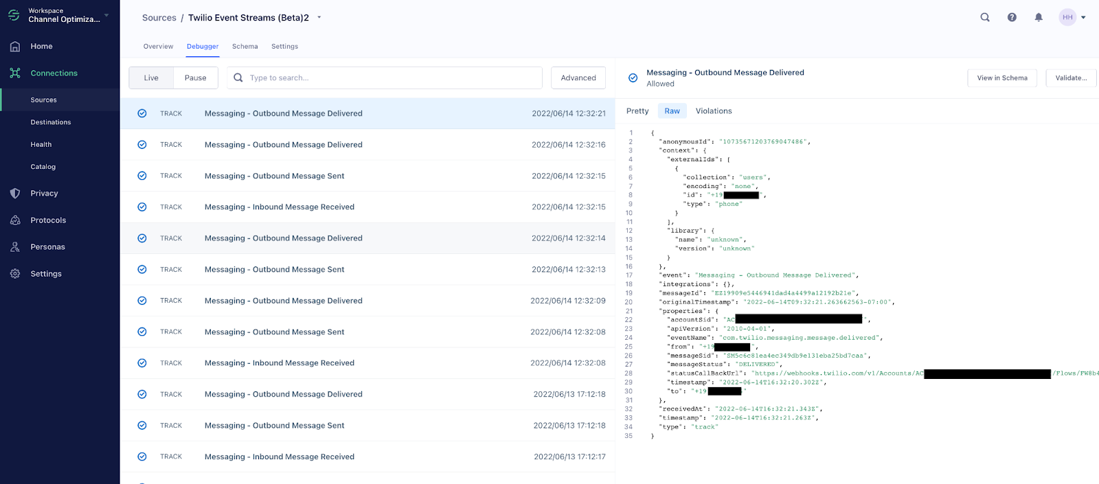 Screenshot of Segment debugger