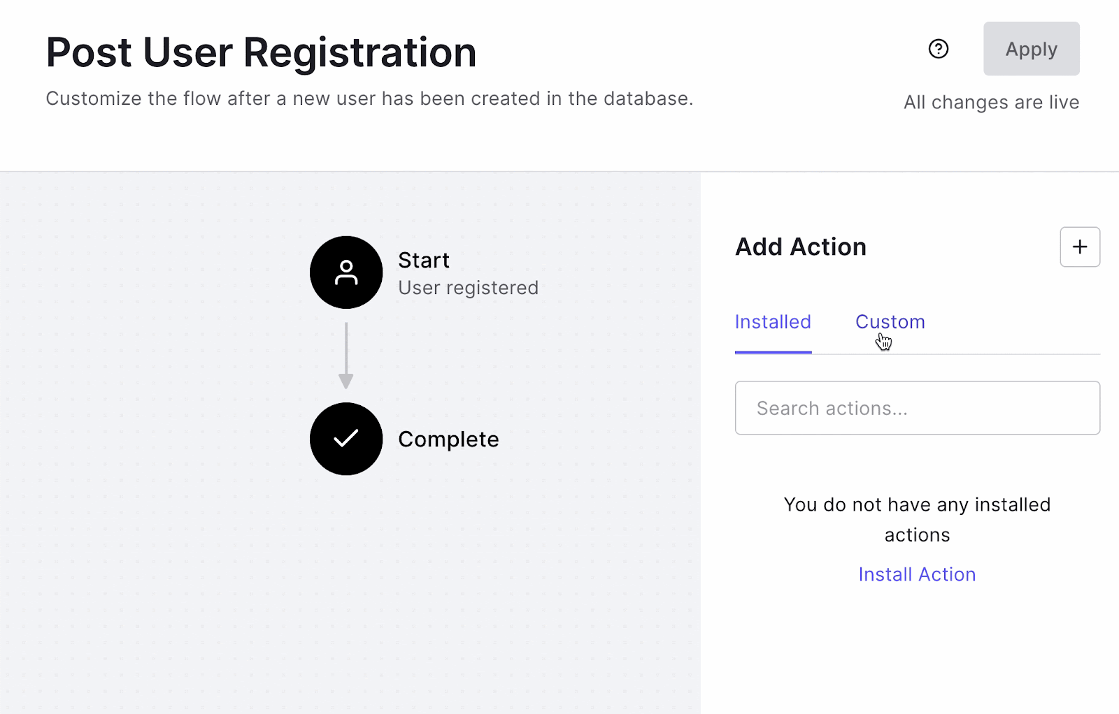 GIF showing how to drag custom action to flow