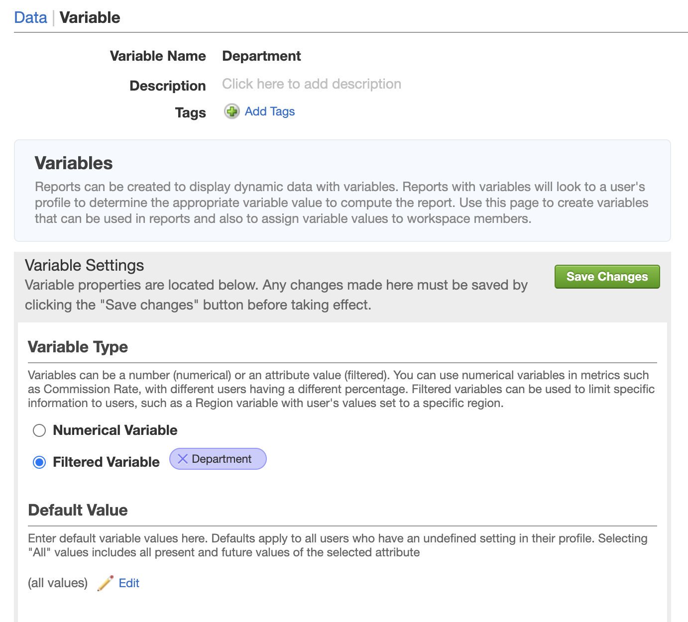 Flex Insights - Variable and Filtered Variable