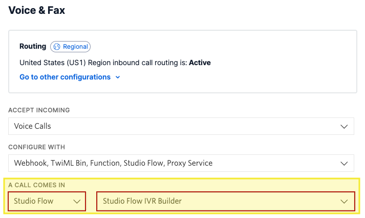 Twilio IVR Builder Configure Voice Call Behavior