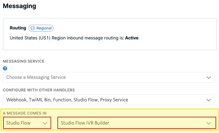 Twilio IVR Builder Configure SMS Message Behavior