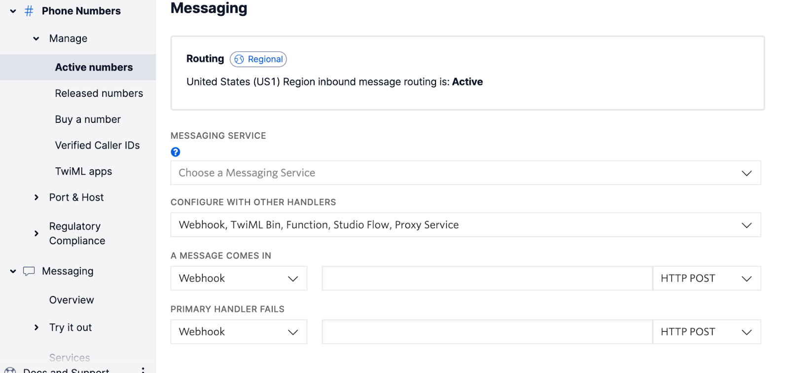 Configure Messaging for Phone Number