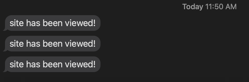 sms messages sent saying your site has been viewed!