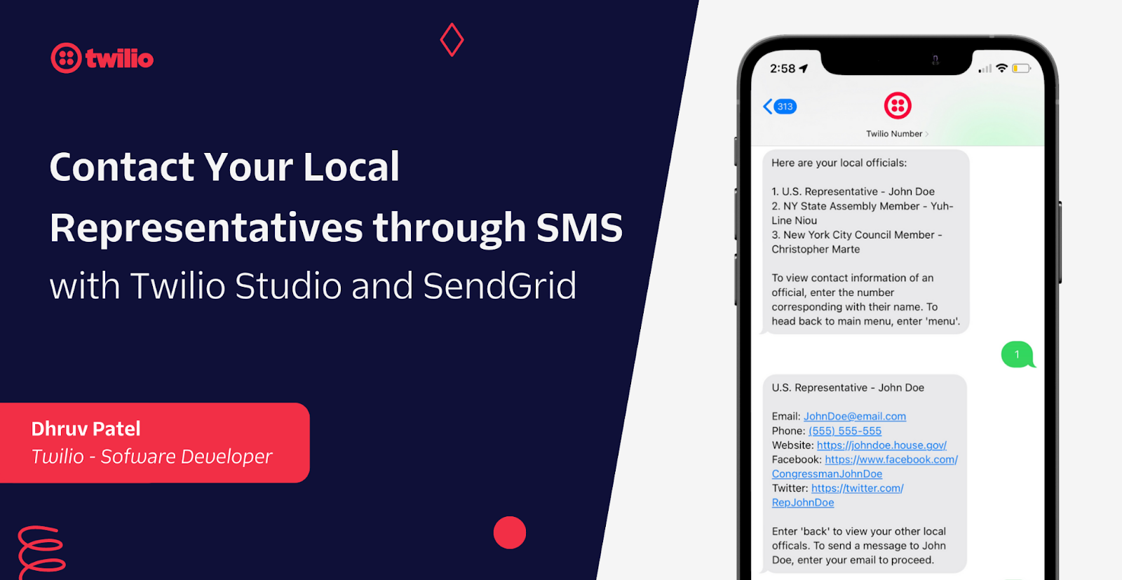 Contact your Local Representatives through SMS with Twilio Studio and SendGrid