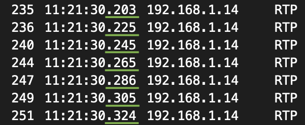 RTP packet timestamps