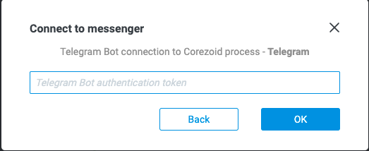 Enter your BotFather bot API Key from Telegram in Corezoid
