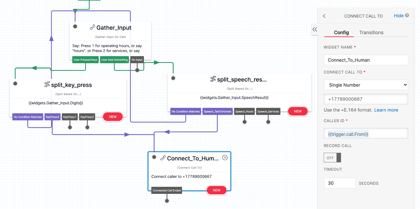 Connect Call To widget