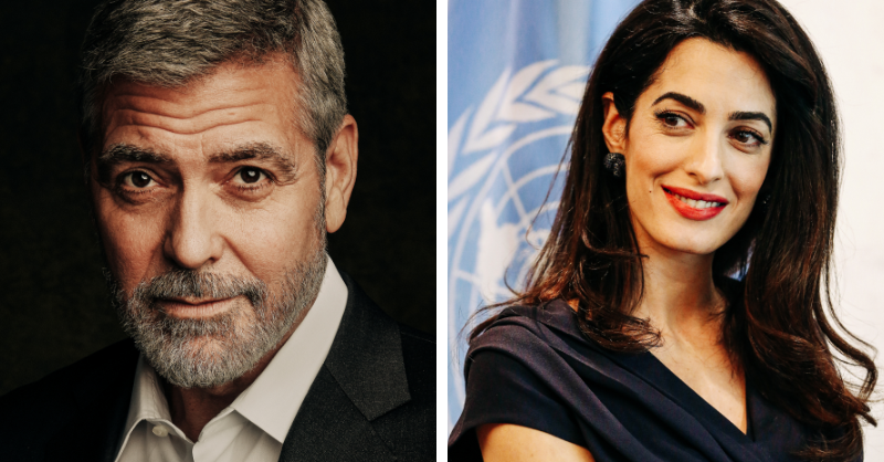Portraits of George and Amal Clooney