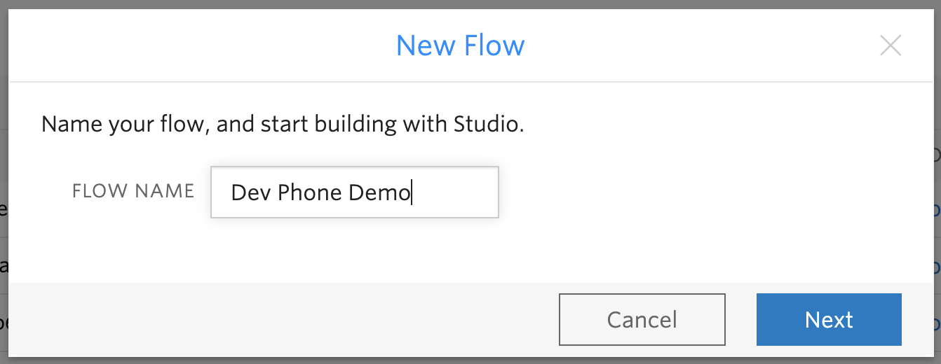 Create a new Flow for the Dev Phone