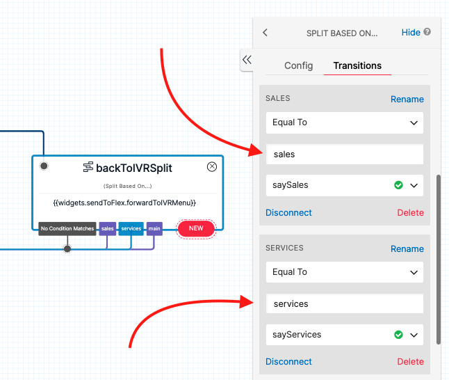 Next steps for an IVR transfer flow