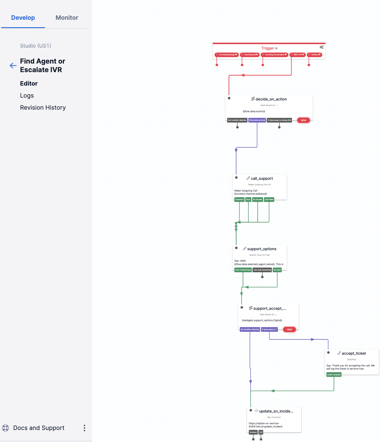 Find an agent or escalate IVR diagram