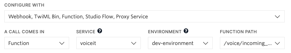 VoiceIt configuration with Twilio webhook