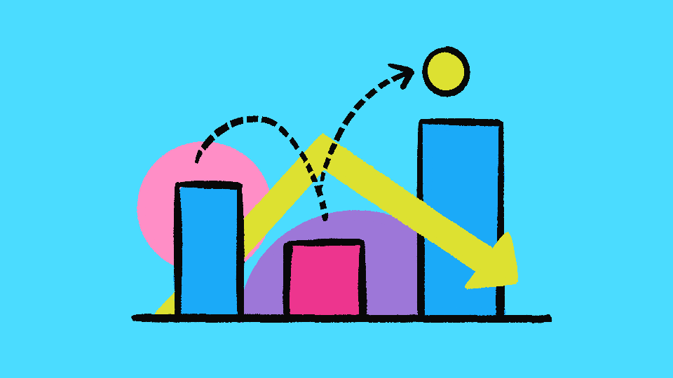 Bar chart with arrows