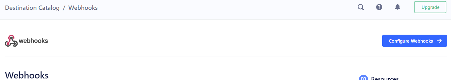 destination catalog: webhooks
