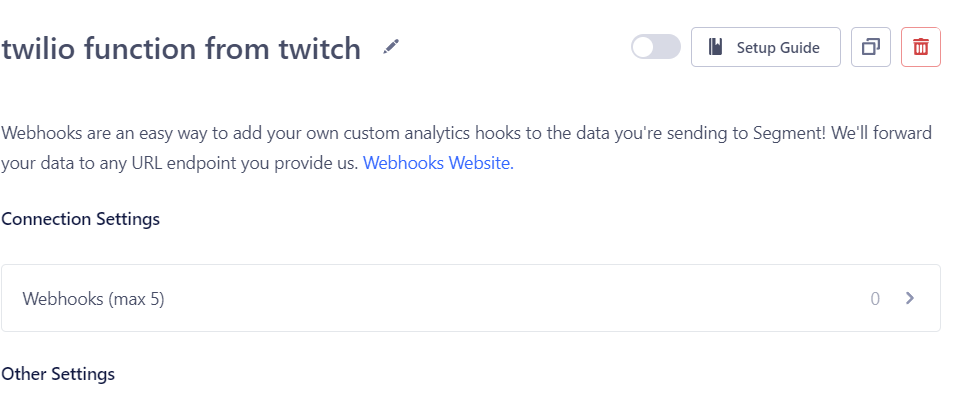 connection settings in segment