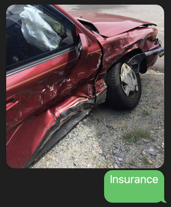 Picture of a red car with damage to the side