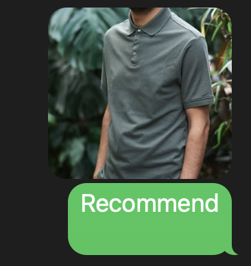 Picture of a man with a grey polo and asking an AI to recommend things to go with it