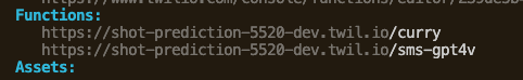 Twilio Functions URL deployed