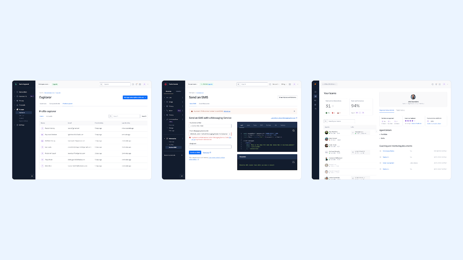 The redesigned navigation in (left to right) Segment, Console, and Flex. Do these look like different products?