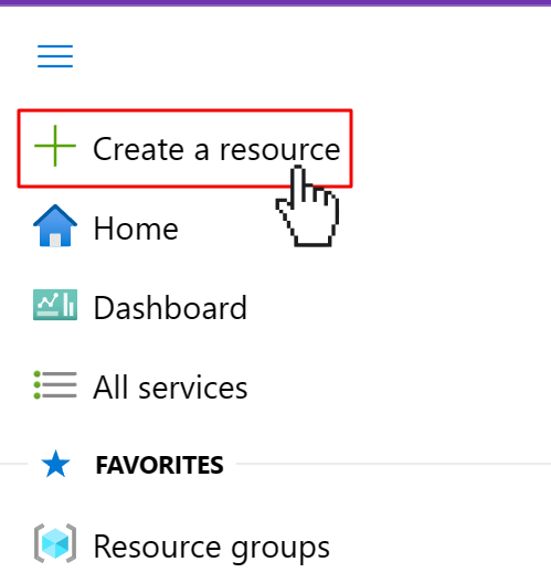 User clicks on the "Create a resource" link in the Azure Portal navigation